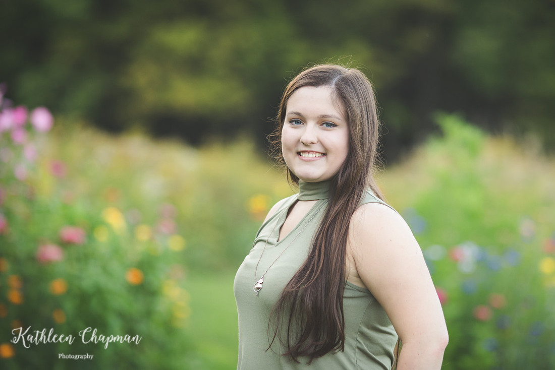 senior girl portrait in flower garden potsdam ny child photographer