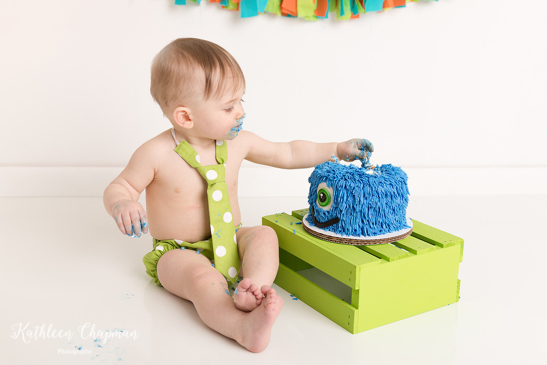 monster theme cake smash session potsdam ny family photographer